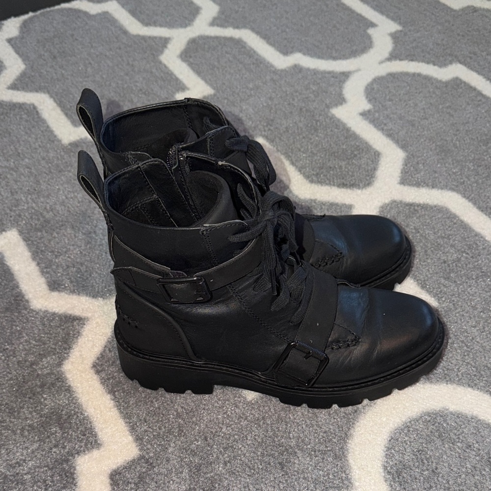 UGGBlack Lace-Up Combat Boots with Buckle Detail - Picture 2 of 5